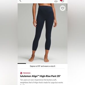 lululemon athletica Navy High-Rise align Leggings 25 inch